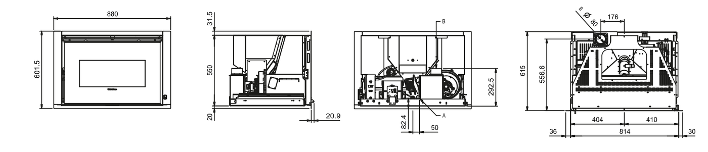 Belüfteter Pelleteinsatz - EXTRAFLAME Comfort P85 12 kW