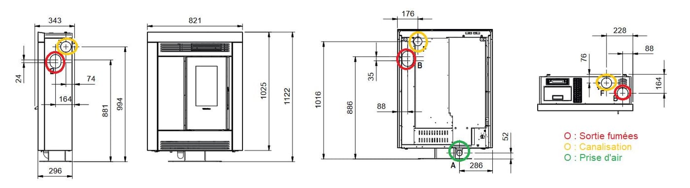 extraflacher kanalisierbarer Pelletofen - EXTRAFLAME Souvenir Plus Steel 5.0 10 kW