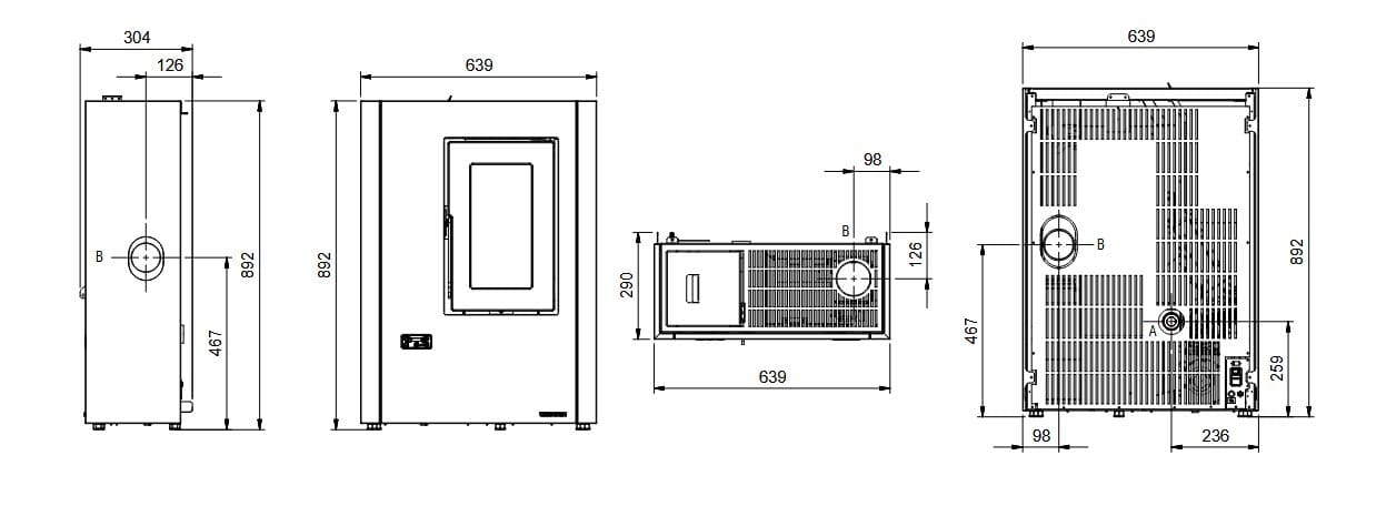 Pelletofen raumluftunabhängig extra flach - EXTRAFLAME Luisella 5.0 Maxi 7 kW