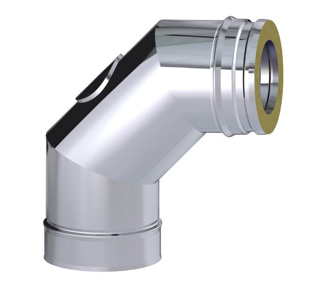 Coude 87° mit inspection paroi isolé Ø100mm - DW 316L/304