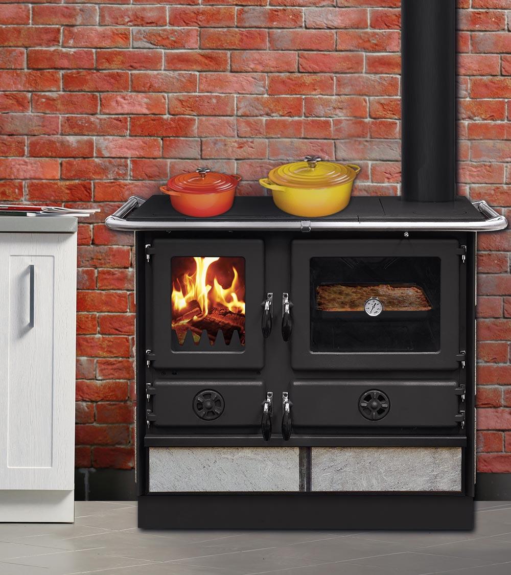 wasserführender Holz-Küchenherd - INTERSTOVES Magnum Hydro SD pierre 14 kW