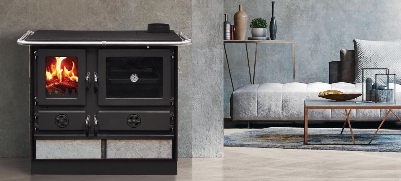 wasserführender Holz-Küchenherd - INTERSTOVES Magnum Hydro SD pierre 14 kW