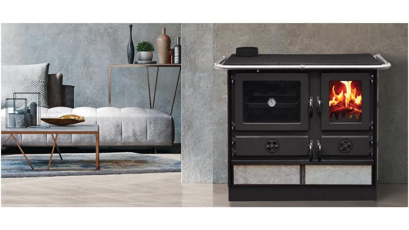 wasserführender Holz-Küchenherd - INTERSTOVES Magnum Hydro SG pierre 14 kW