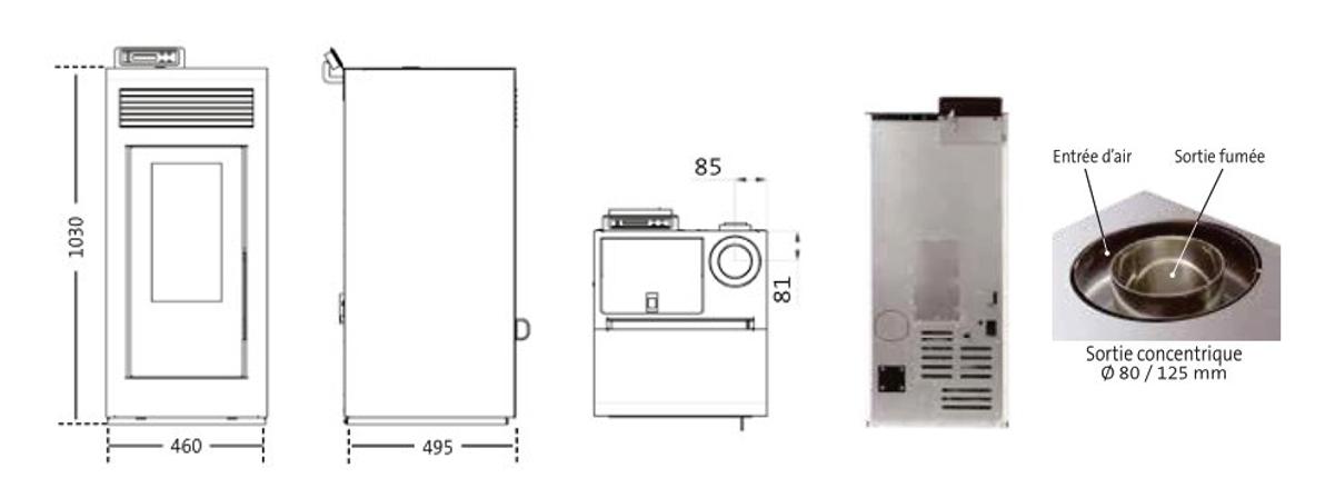 PACK : Pelletofen raumluftunabhängig + Kit Ventouse - INTERSTOVES Marina Concentrique 11 kW