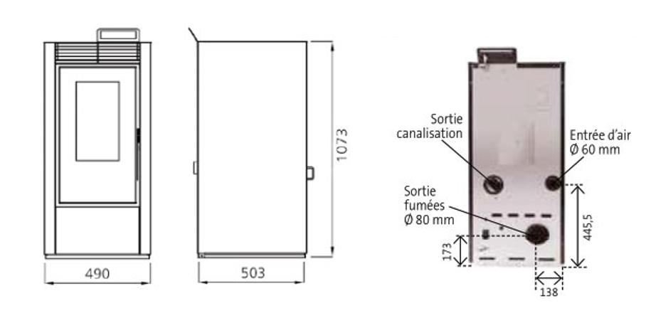 PACK : Pelletofen raumluftunabhängig kanalisierbar + Abgas-Kit - INTERSTOVES Marina 14C 14 kW