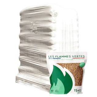 Holzpellets Flammes Vertes - 65 Säcke 975 kg