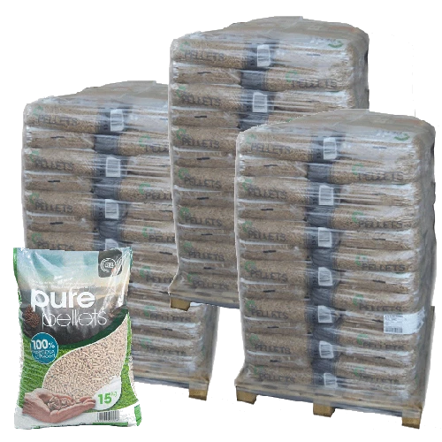 Holzpellets Premium Pure Pellet - 3 Paletten - 195 Säcke 2925 kg