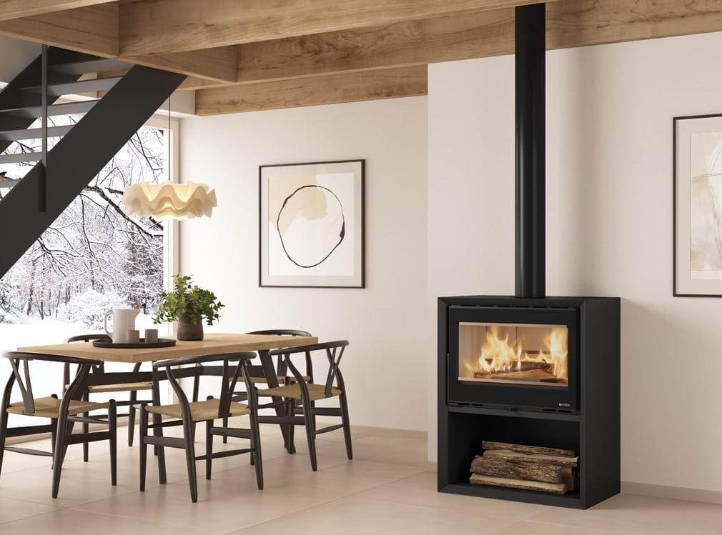 Holzofen anschließbar - LA NORDICA Dante.16 mit range-Scheitholz 12.4 kW