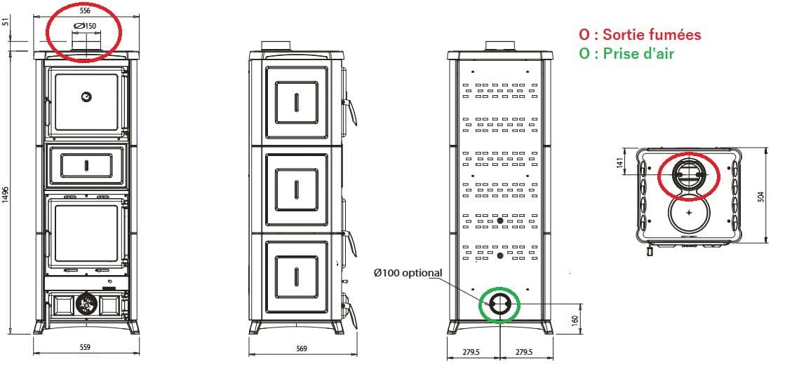 anschließbarer Holzofen mit Backfach - LA NORDICA Nova Forno.16 11.8 kW