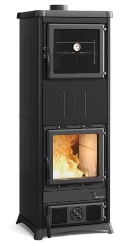 anschließbarer Holzofen mit Backfach - LA NORDICA Nova Forno Steel.16 11.8 kW