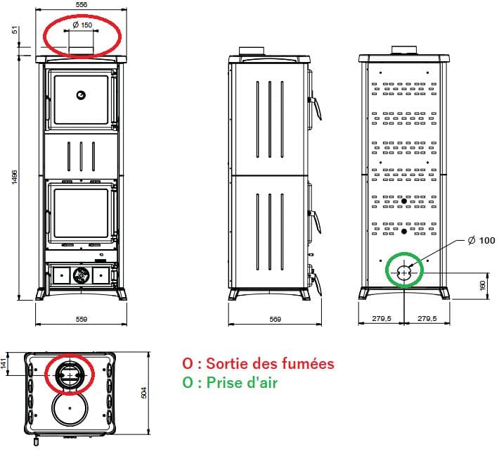anschließbarer Holzofen mit Backfach - LA NORDICA Nova Forno Steel.16 11.8 kW