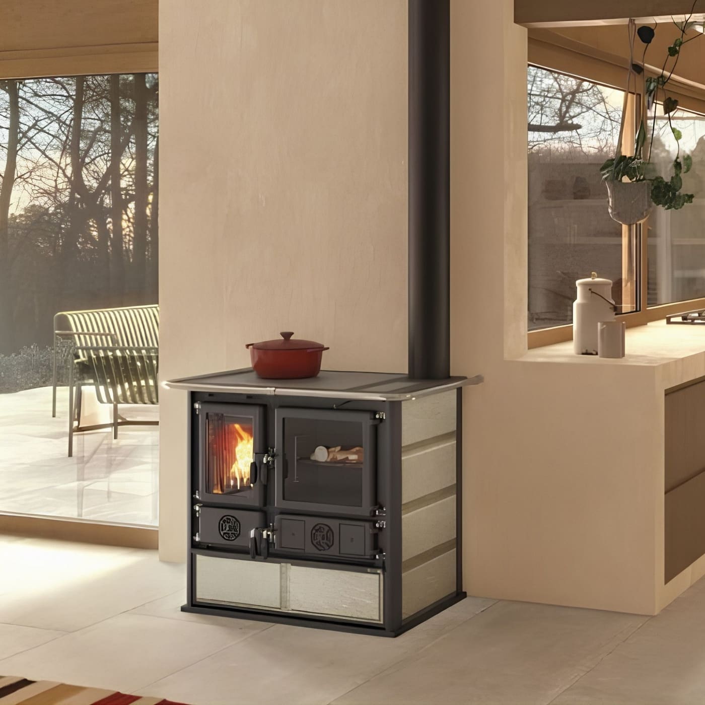 Holz-Küchenherd anschließbar - LA NORDICA Rosa.16 Pierre 8,8 kW