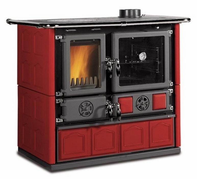 Holz-Küchenherd anschließbar - LA NORDICA Rosa.16 Maiolica Bordeaux 8,8 kW