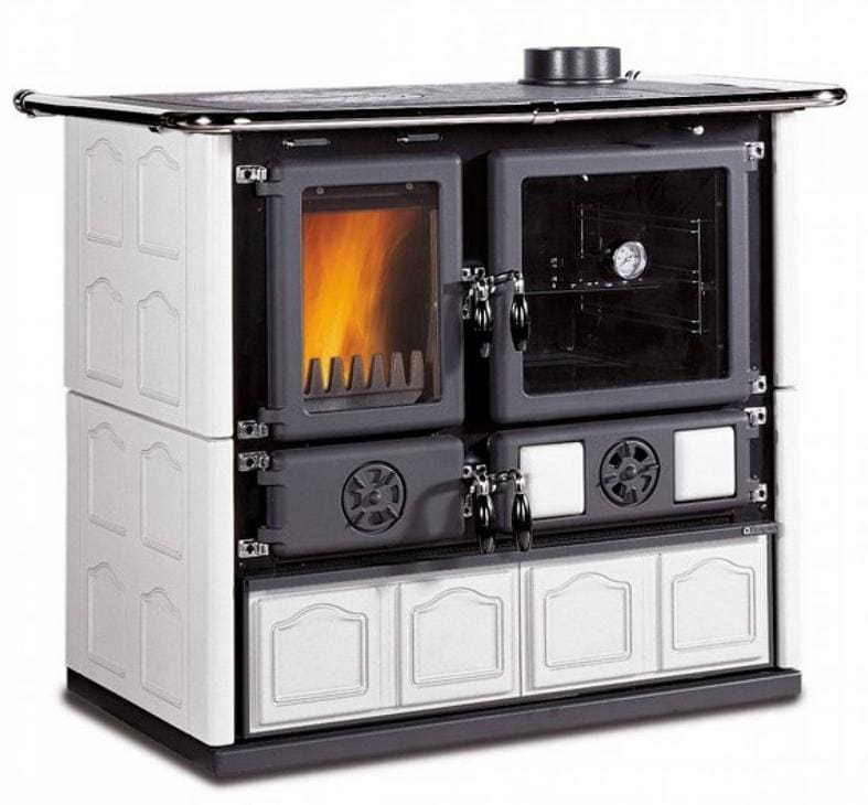 Holz-Küchenherd anschließbar - LA NORDICA Rosa.16 Maiolica Blanche 8,8 kW