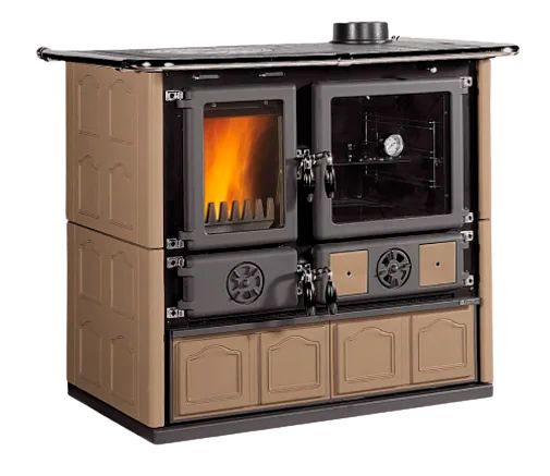 Holz-Küchenherd anschließbar - LA NORDICA Rosa.16 Maiolica Taupe 8,8 kW