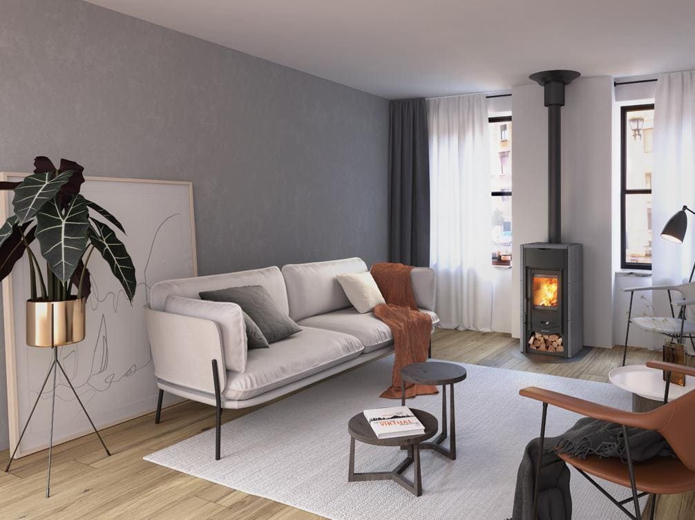 Holzofen anschließbar en pierre - LA NORDICA Asia 5.0 7 kW