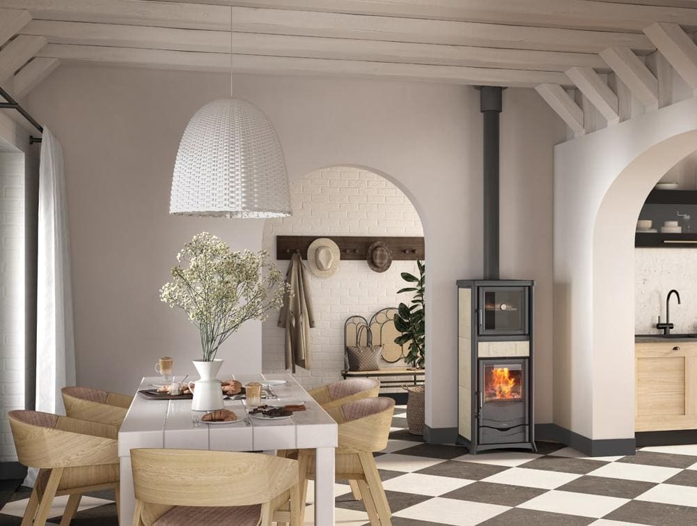 anschließbarer Holzofen mit Backfach - LA NORDICA Rossella Plus Forno.165 Ceramica 9.4 kW