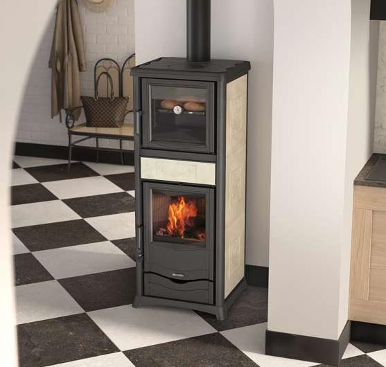 anschließbarer Holzofen mit Backfach - LA NORDICA Rossella Plus Forno.165 Ceramica 9.4 kW
