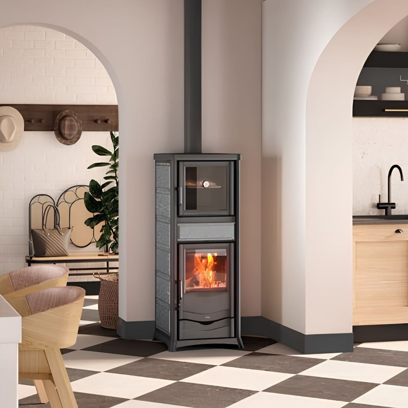 Holzofen anschließbar mit Backfach - LA NORDICA Rossella Plus Forno.165 Petra 9.4 kW