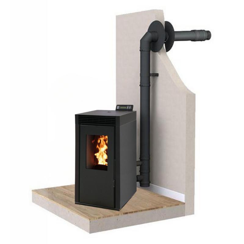 PACK : Pelletofen raumluftunabhängig + Kit ventouse - INTERSTOVES Marina 6 kW