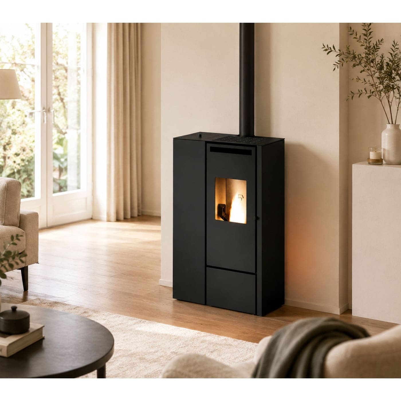 Pelletofen raumluftunabhängig schlank kanalisierbar - PUNTO FUOCO Olivia Can 9,9 kW