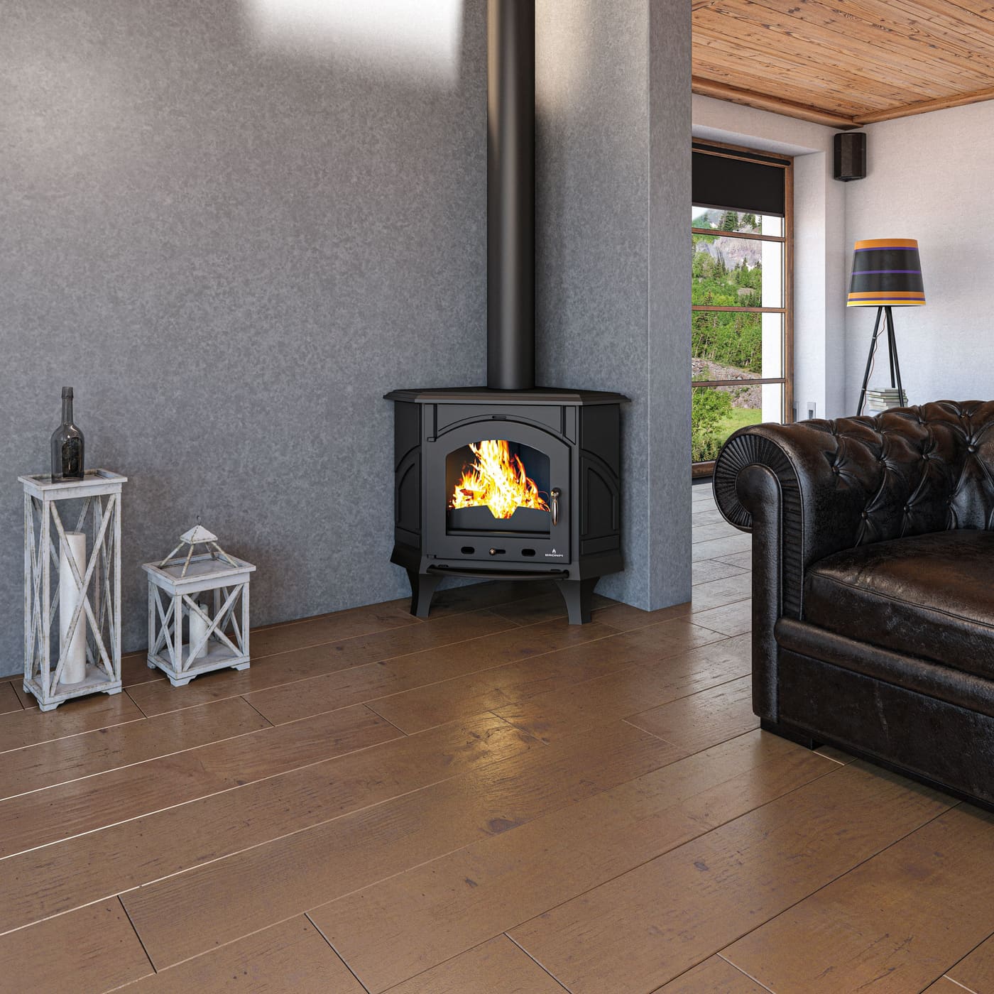Holzofen Eck aus Gusseisen - BRONPI Altea 12 kW