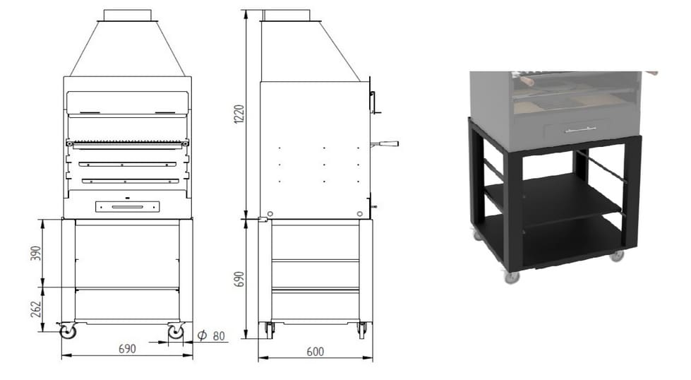 Holzkohle-/Holzgrill - FM CALEFACCION - BF-60