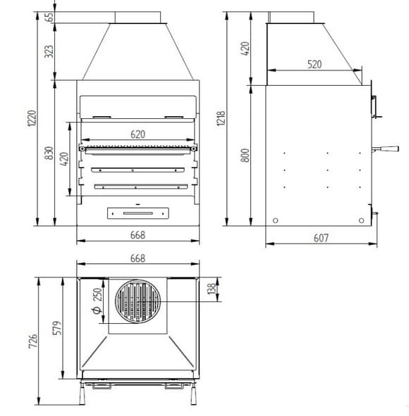Holzkohle-/Holzgrill - FM CALEFACCION - BF-60