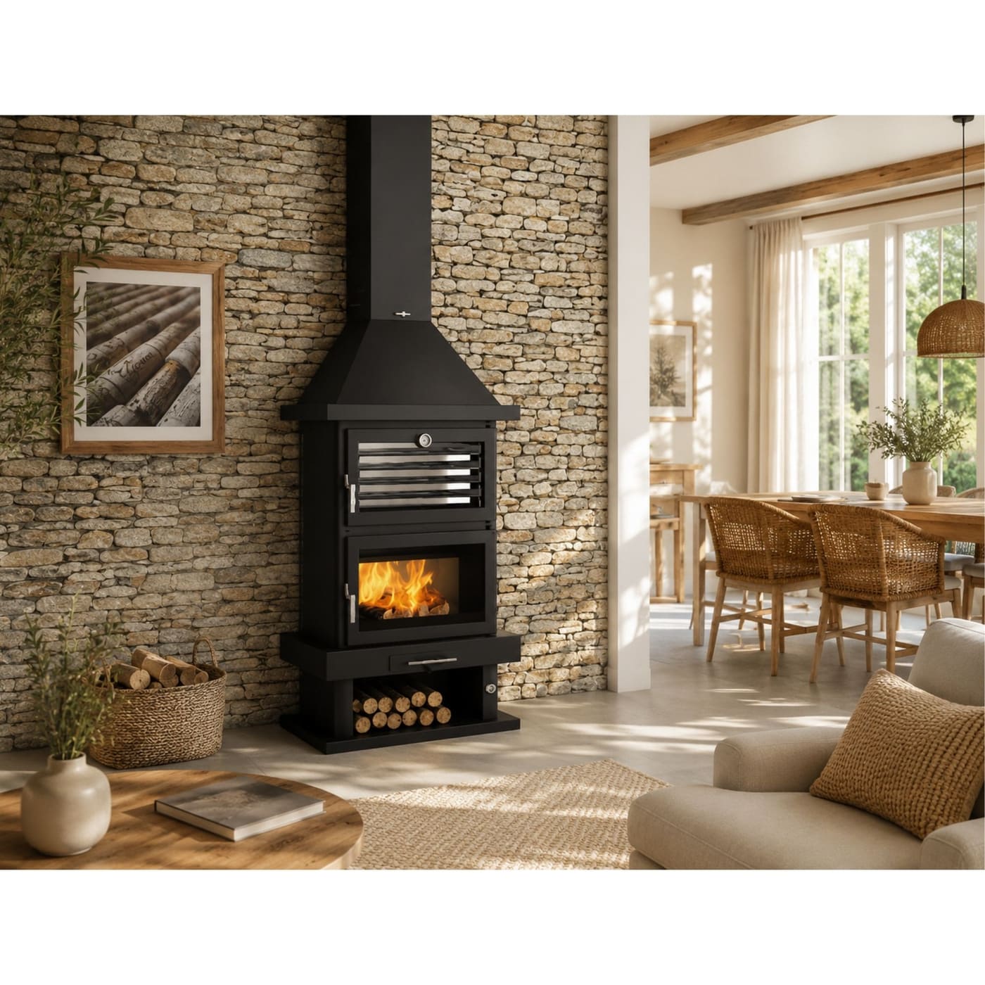 Holzofen Kamin mit Backfach - FIREMATIC Lincoln 13.8 kW