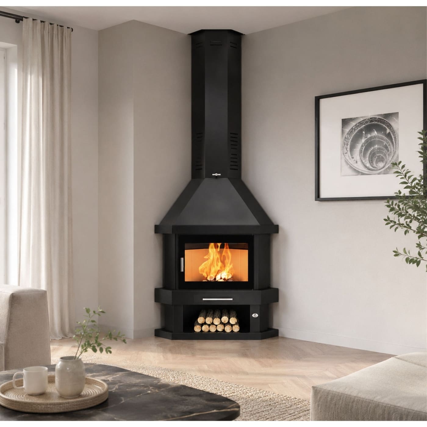 Holzofen Eckkamin - FIREMATIC Windsor 13.8 kW