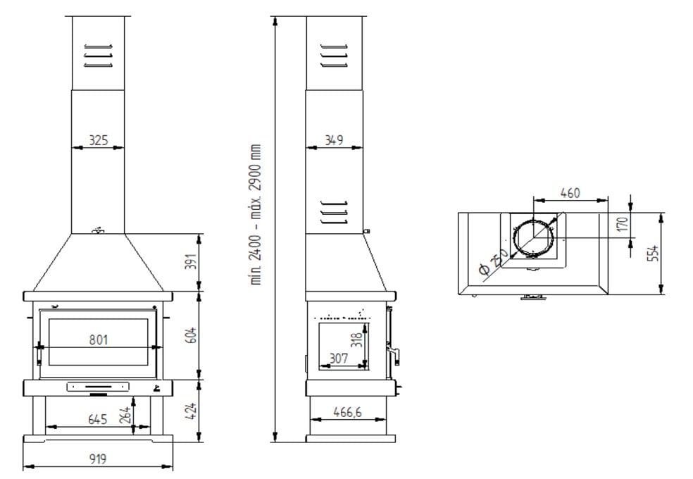 Holzofen Kamin 3 vitres - FIREMATIC Vegas 13.8 kW