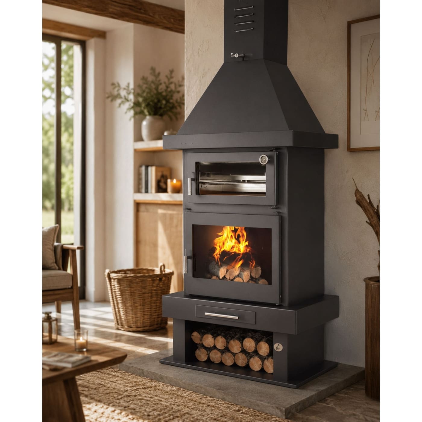Holzofen Kamin mit Backfach - FIREMATIC Phoenix 10.9 kW