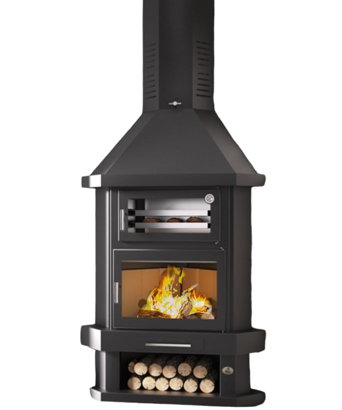 Kamin Eck mit Backfach - FIREMATIC New York 10.4 kW