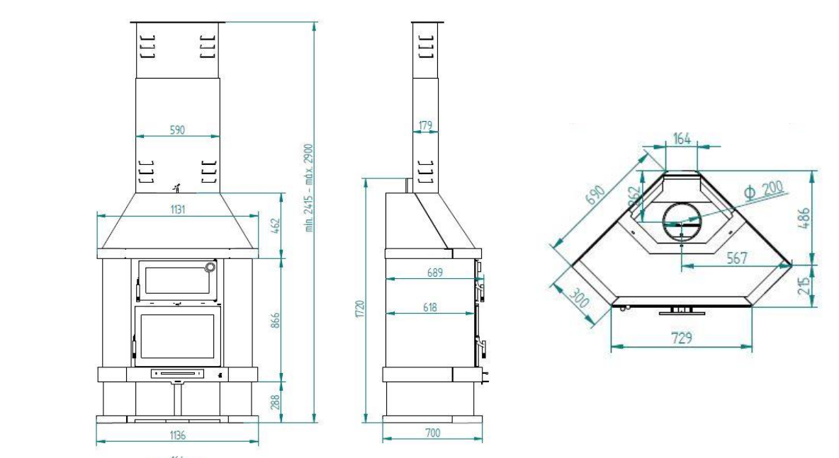 Kamin Eck mit Backfach - FIREMATIC New York 10.4 kW