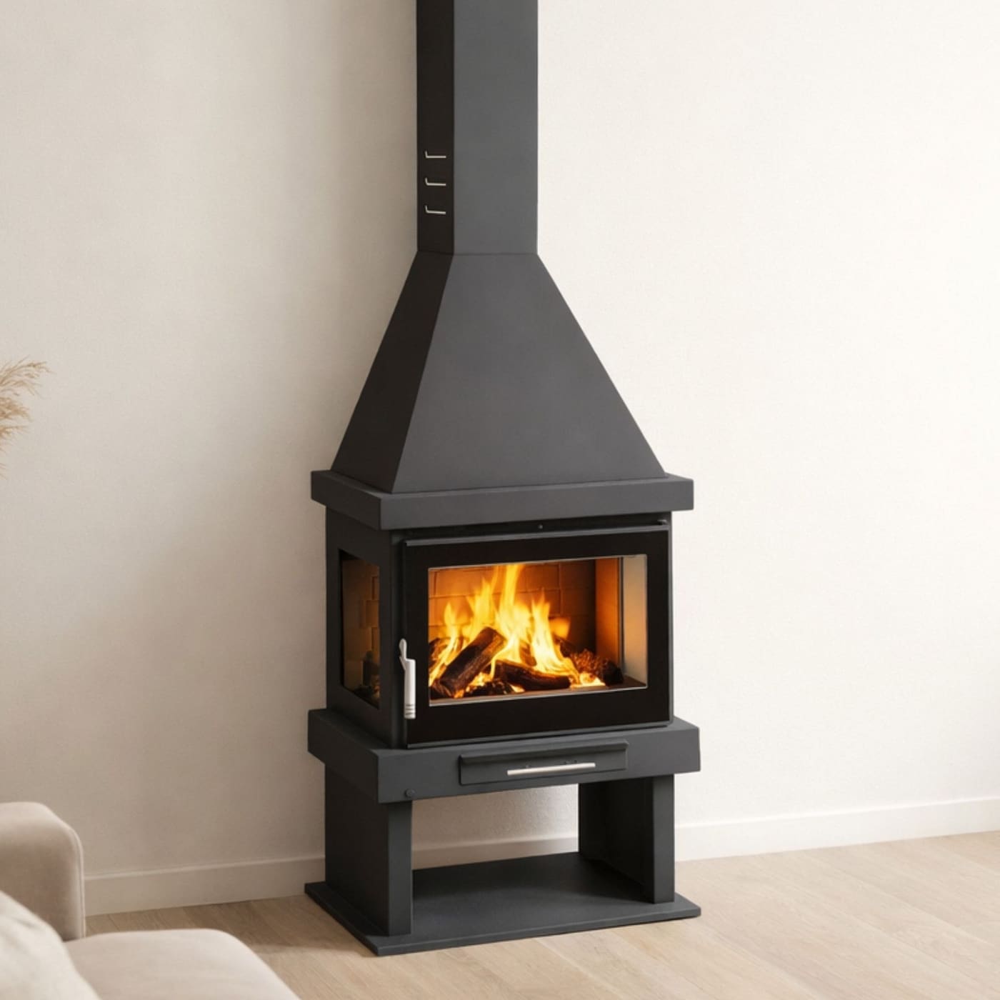Belüfteter Holzofen Kamin 3 Scheiben - FIREMATIC Indiana 10,9 kW