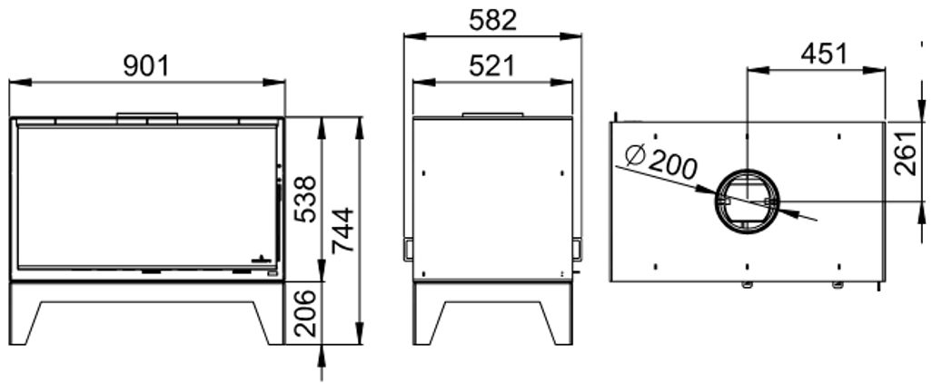 Holzofen 2 vitres mit range Scheitholz - BRONPI Cairo 90-D Box 13 kW