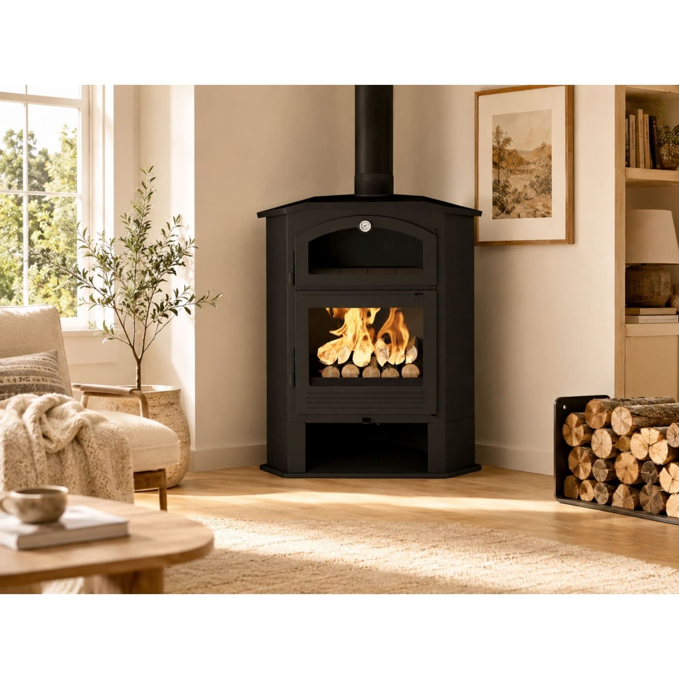 Holzofen Eck mit Backfach - FIREMATIC Idaho 9.5 kW