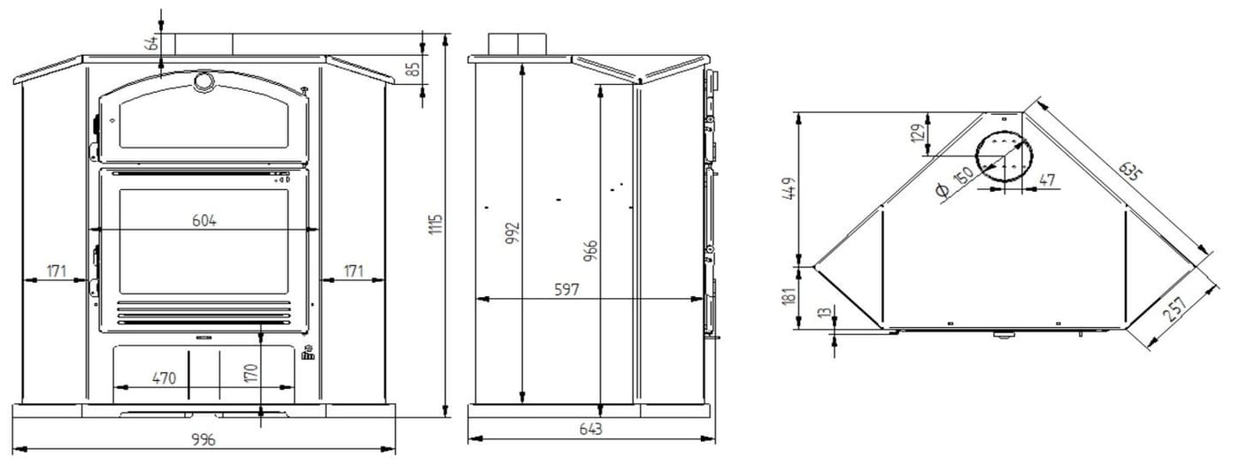 Holzofen Eck mit Backfach - FIREMATIC Idaho 9.5 kW