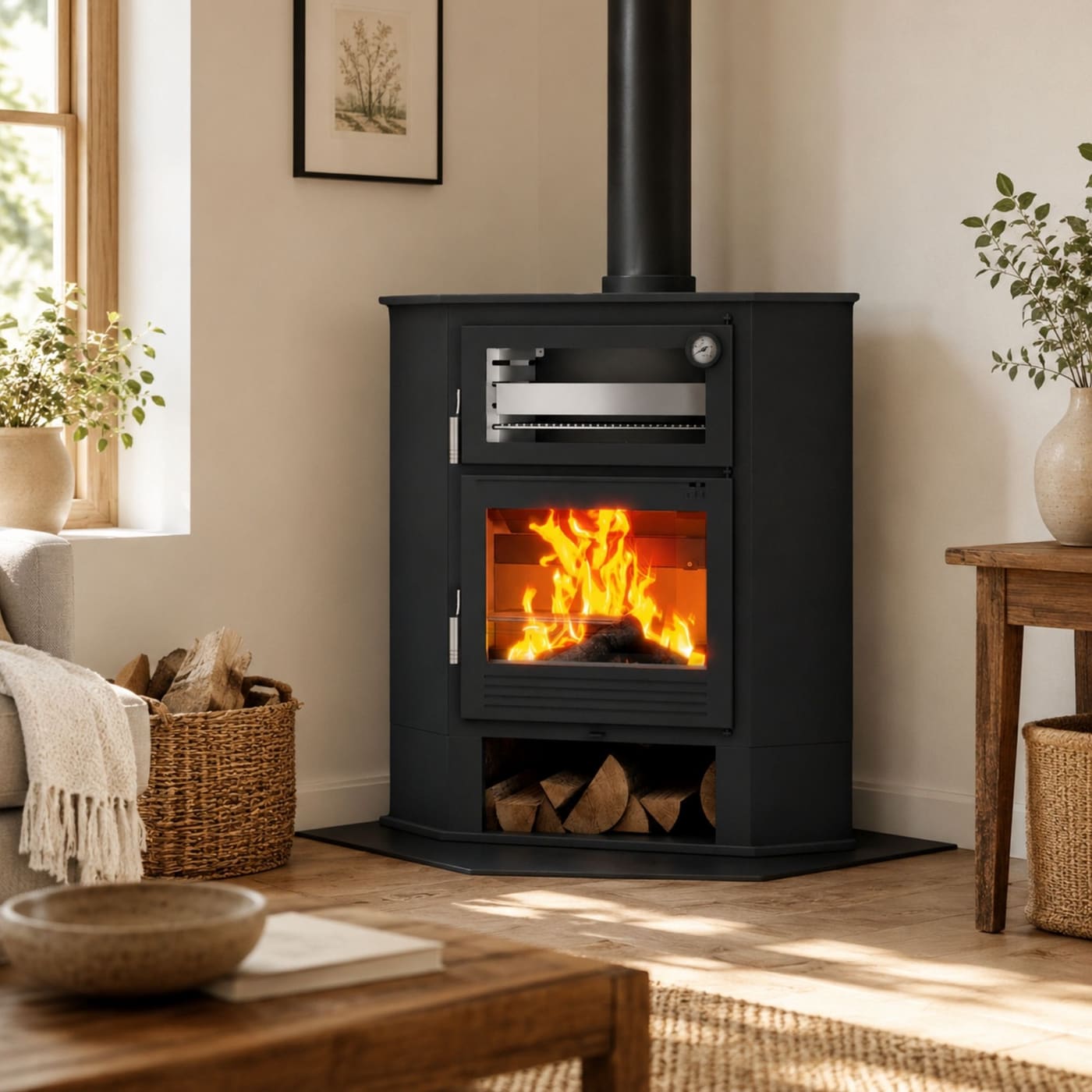Holzofen Eck mit Backfach - FIREMATIC Akron 9.5 kW