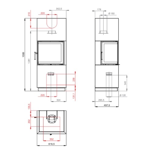 Holzofen Bef Home Kompakt Therm 6 II 6 kW Kamin Eck