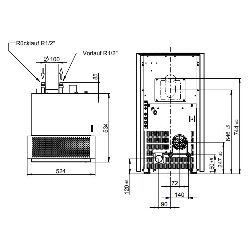Pelletofen Wodtke Frank water+ 8/10 kW wasserführend