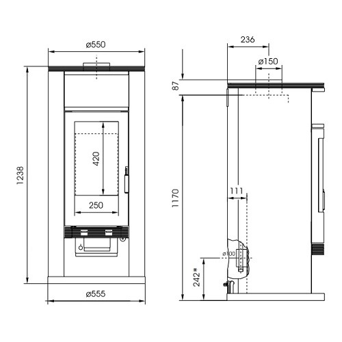 Holzofen Wodtke Momo water+ 8 kW Hydro