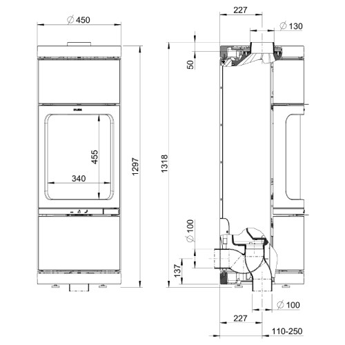 Holzofen Leda Novia W 8 kW Hydro