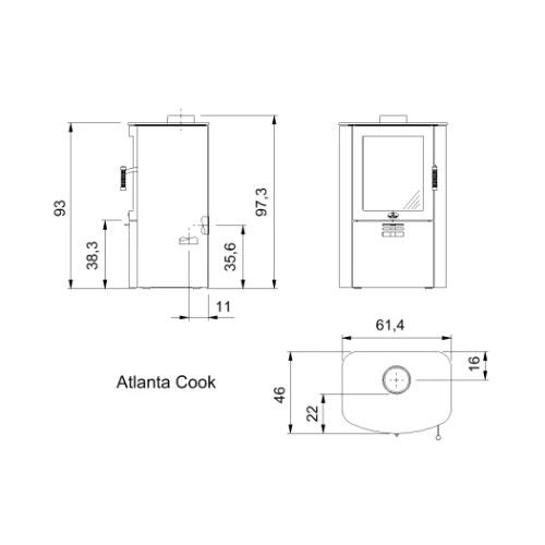 Ofen Pellets Max Blank Atlanta Cook 7,9 kW