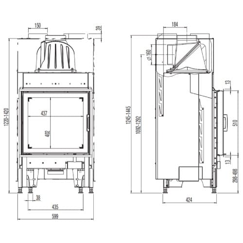 Holzeinsatz Austroflamm 55K 2.0 | 7 kW, Drehtür