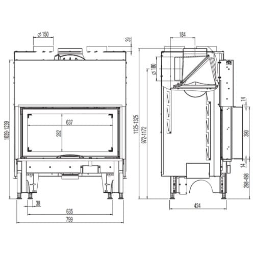 Holzeinsatz Austroflamm 75S 2.0 | 10 kW, Schiebetür
