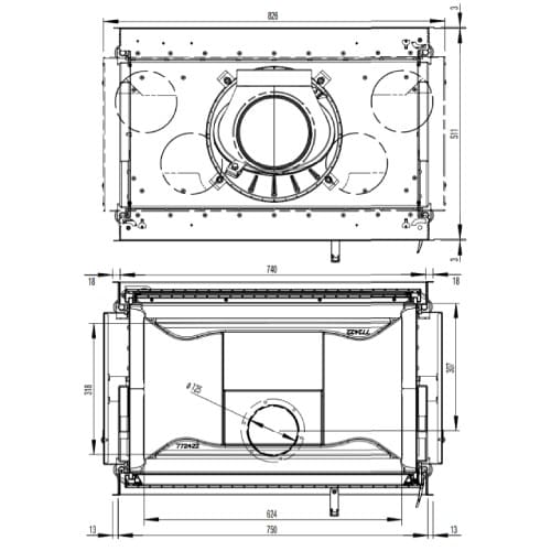 Holzeinsatz Austroflamm 75x39K II 2.0 | 10 kW Drehtür, tunnel