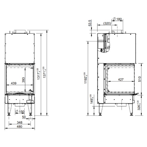 Holzeinsatz Austroflamm 48x..x51 S3 2.0 | 10/15 kW, Schiebetür
