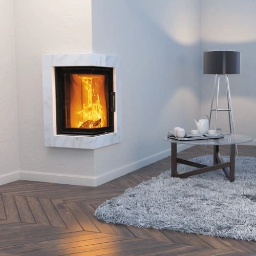 Holzeinsatz Austroflamm Kamin Eck 38x38x57K 2.0 | 5 kW Drehtür
