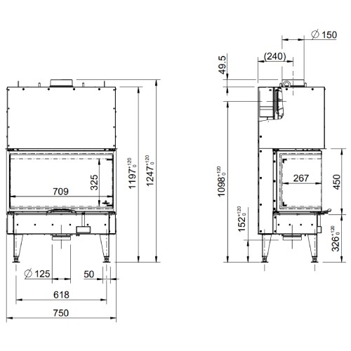 Holzeinsatz Austroflamm 75x35x45 S3 2.0 | 10 kW, Schiebetür